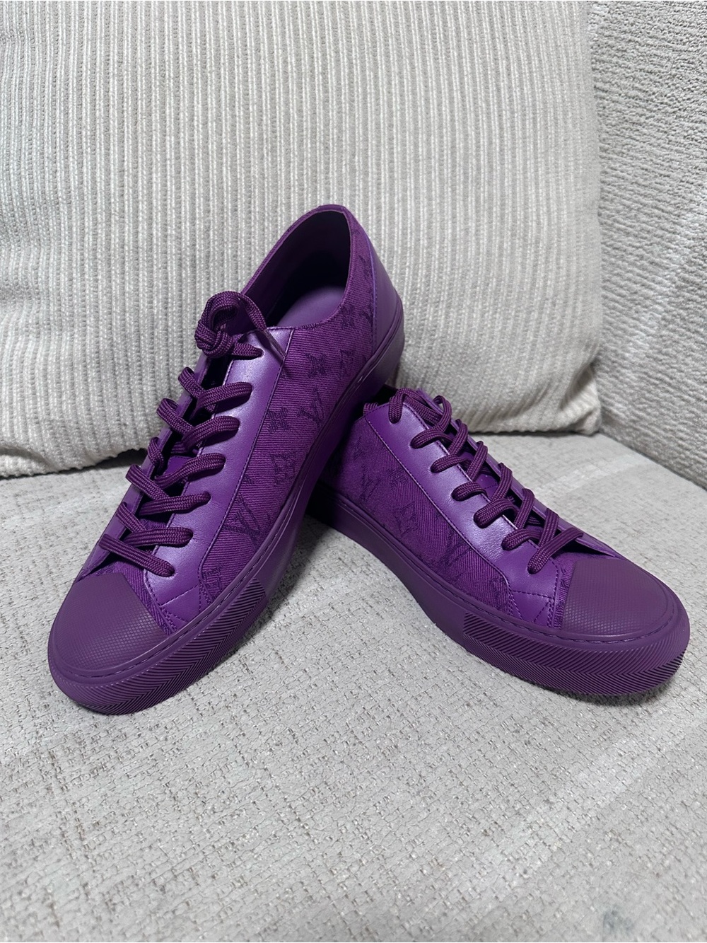 54-26 Preloved Louis Vuitton Purple Men’s Low-Top Casual Sneakers